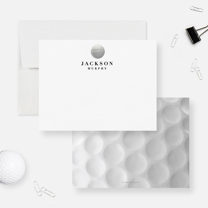 Personalized Golf Note Card Set, Golf Thank You Notes, Men's Custom Stationery, Golf Gifts for Men and Women, Sport Gifts with Golf Ball