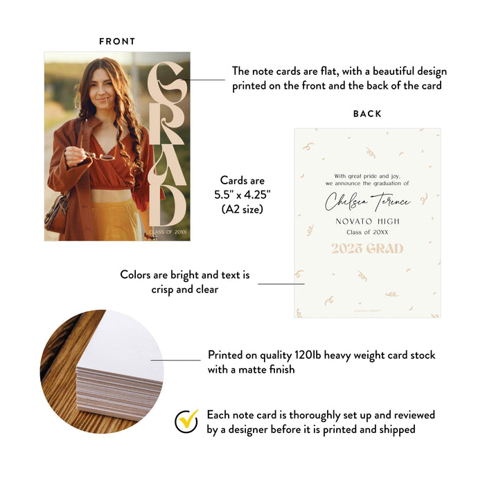 Personalized Graduation Announcement Card with Photo Taupe Neutral