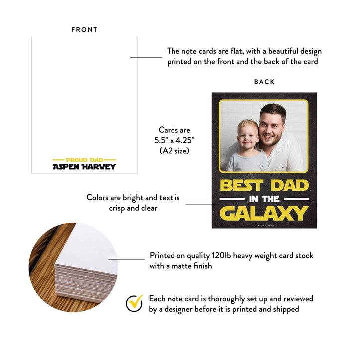 Best Dad in the Galaxy Fathers Day Note Card with Picture, Personalized Birthday Greeting Card for Dad