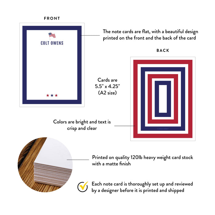 Personalized 4th of July Thank You Note Card Patriotic USA Flag