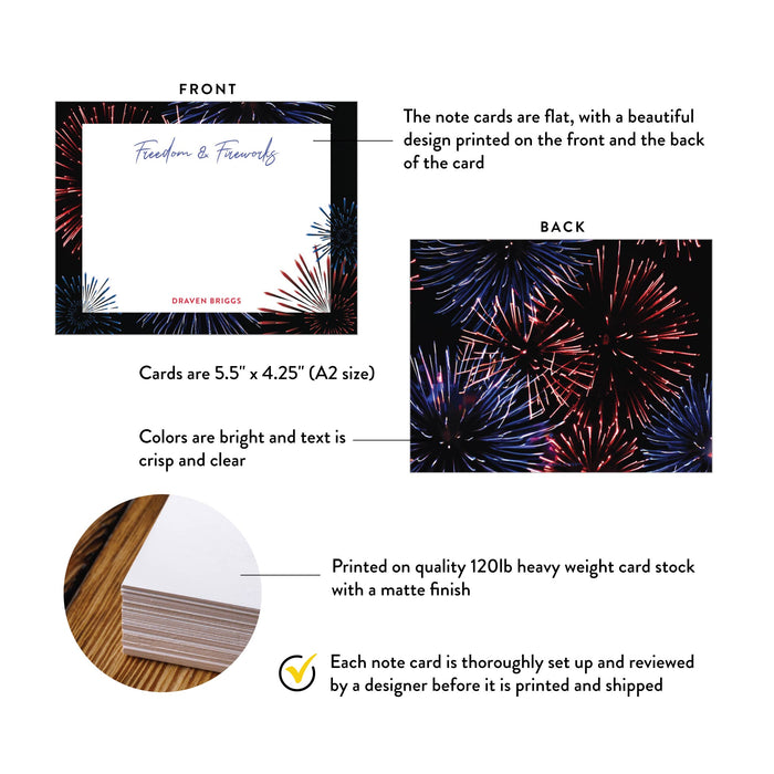 Fourth of July Fireworks Thank You Card Patriotic Stationery