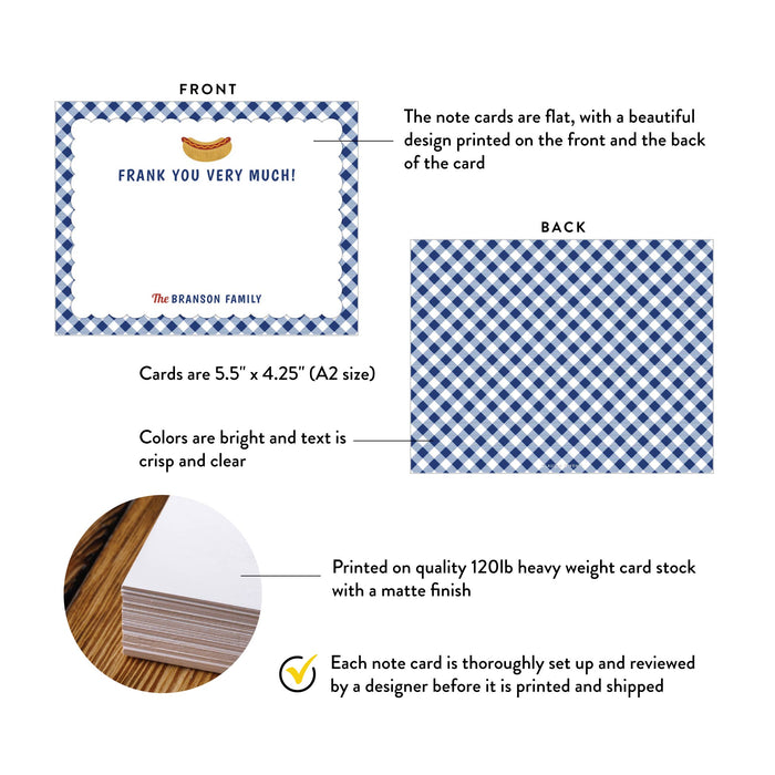 Fourth of July Cookout Thank You Card Personalized Family BBQ