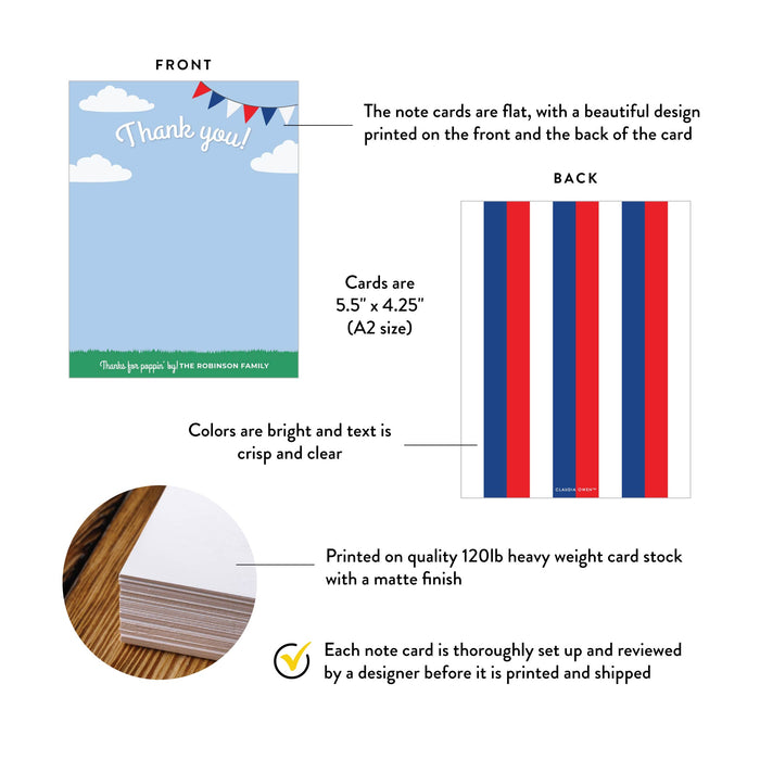 Fourth of July Thank You Card Patriotic Personalized Party Favor
