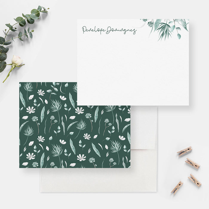 Plant Lover Personal Stationery, Botanical Thank You Card, Greenery Stationery for Women with Green Leaves, Nature Lover Gift, Crazy Plant Lady