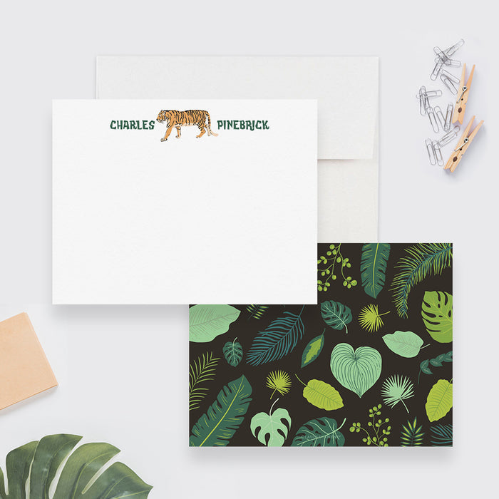 Tiger Note Cards Custom Tiger Personal Stationery, Animal Stationery Tropical Card Envelope Set, Kids Stationery Tiger Thank You Notes