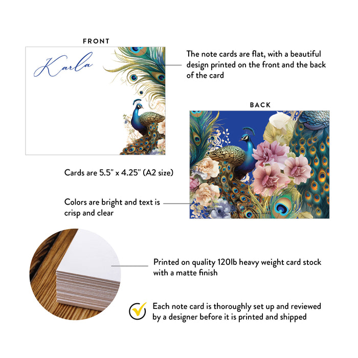 Personalized Peacock Thank You Card Elegant Stationery Design