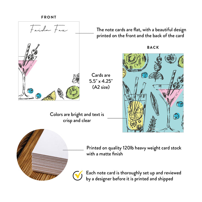 Personalized Cocktail Party Thank You Card Women’s Stationery Set