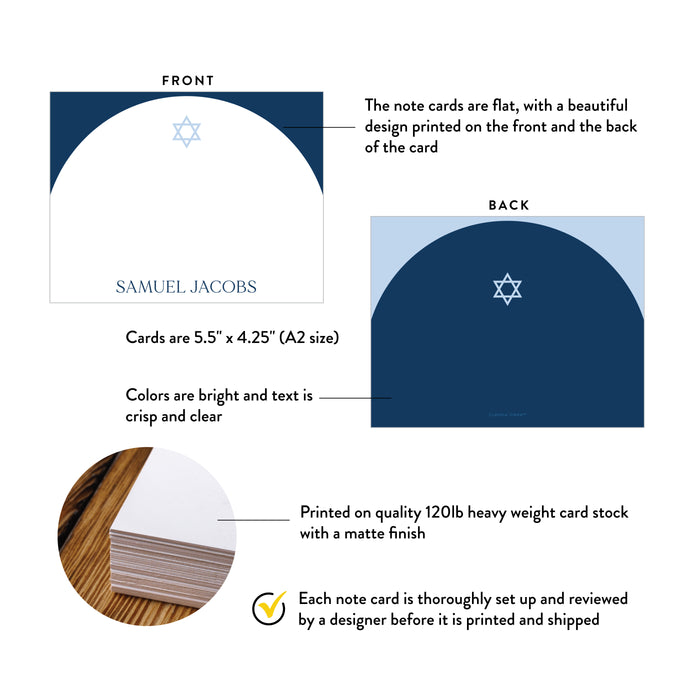 Personalized Bar Mitzvah Thank You Card with Star of David