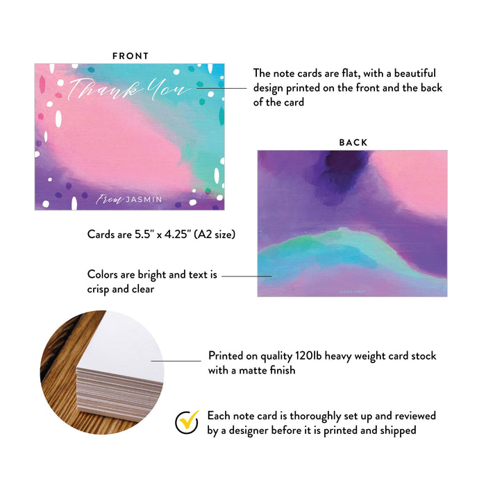 Birthday Thank You Card Colorful Abstract Paint Personalized