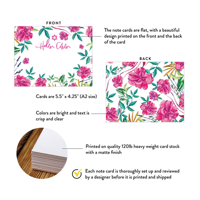 Floral Bat Mitzvah Thank You Card Pink Botanical Stationery