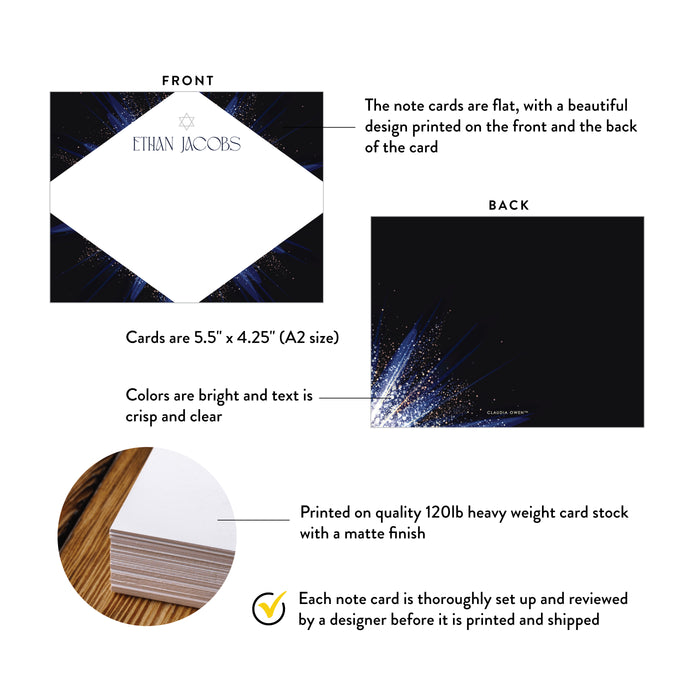 Elegant Bar Mitzvah Thank You Card Personalized Jewish Design