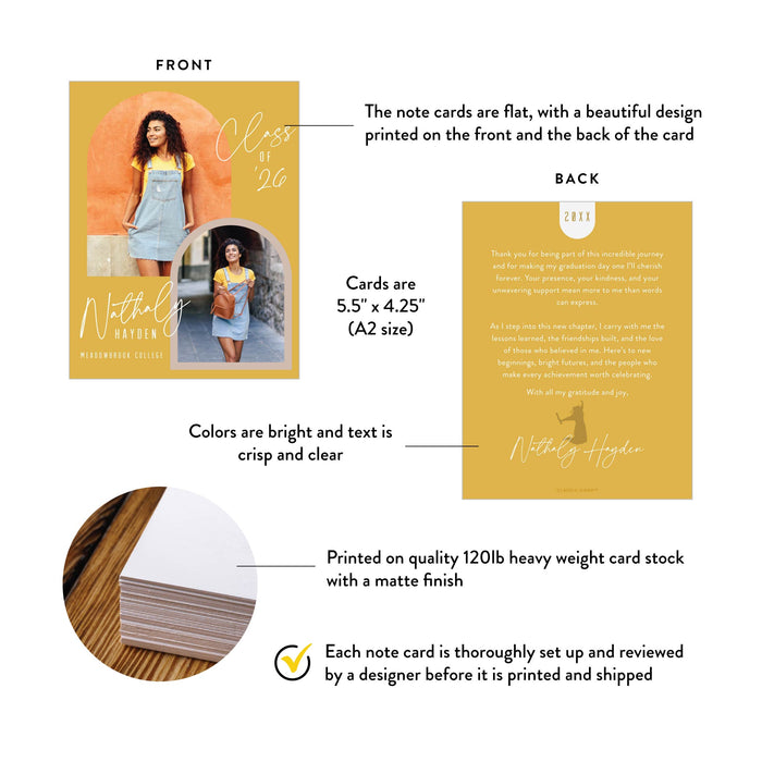 Class of 2026 Graduation Photo Announcement Mustard Card