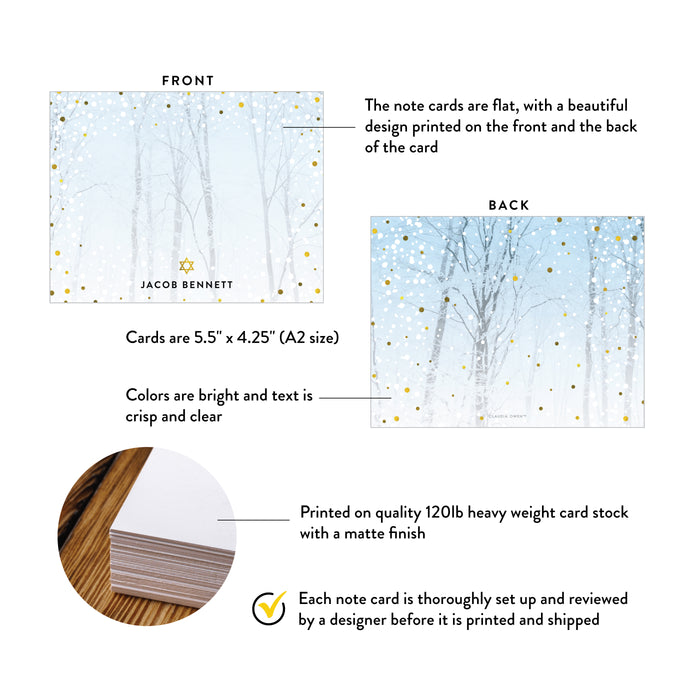 Bar Mitzvah Thank You Card Personalized Winter Stationery