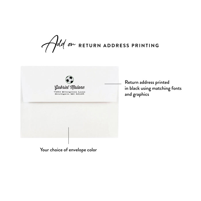 Soccer Bar Mitzvah Thank You Card Personalized Sports Note