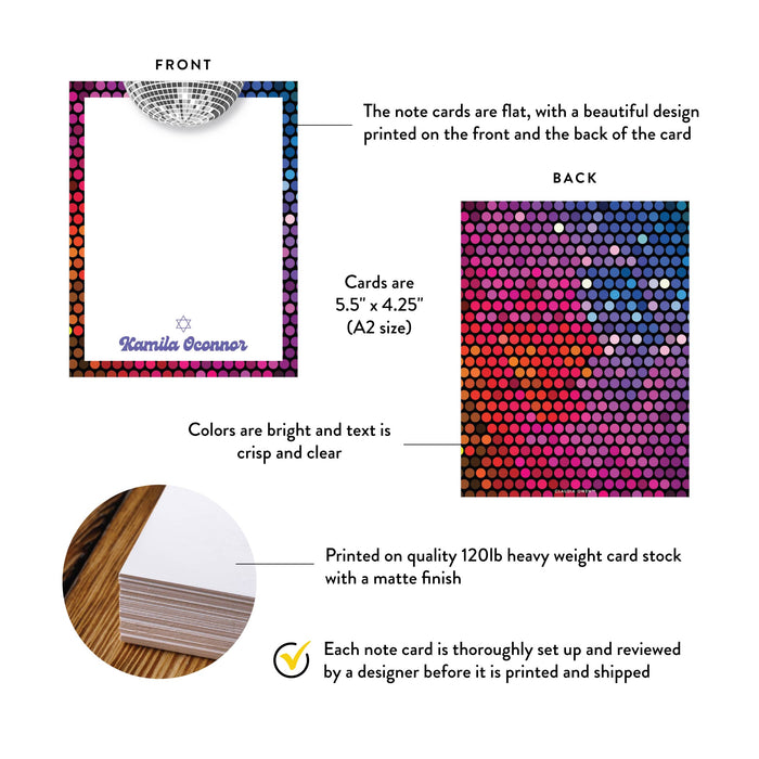 Disco Bat Mitzvah Thank You Card Colorful Party Stationery