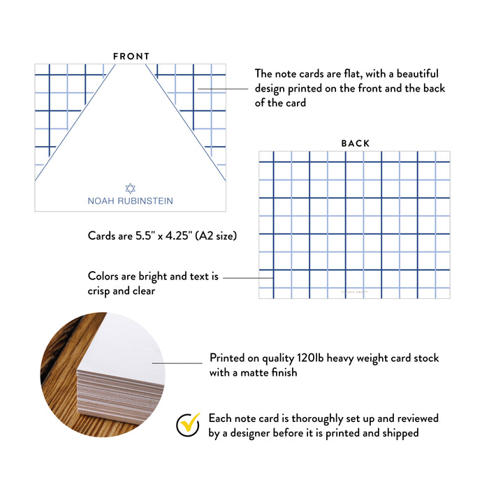 Modern Bar Mitzvah Thank You Card Navy Geometric Note Card