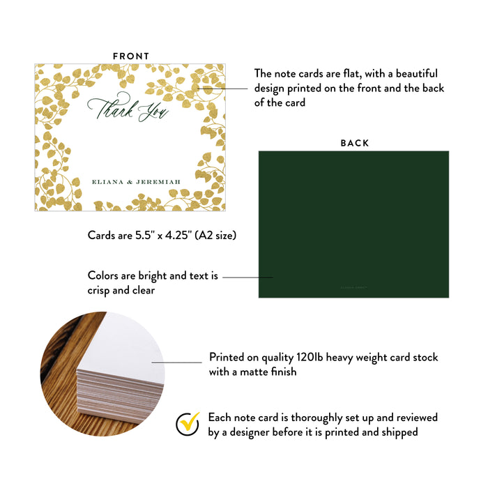 Personalized Botanical Wedding Thank You Card with Leaf Vines