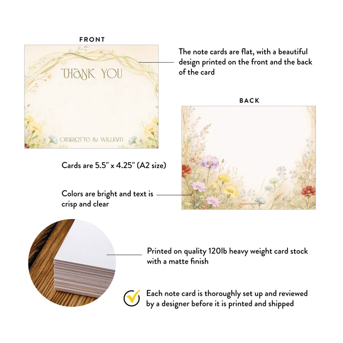 Personalized Colorful Wildflower Wedding Thank You Card