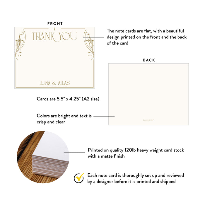Personalized Celestial Art Deco Wedding Thank You Card