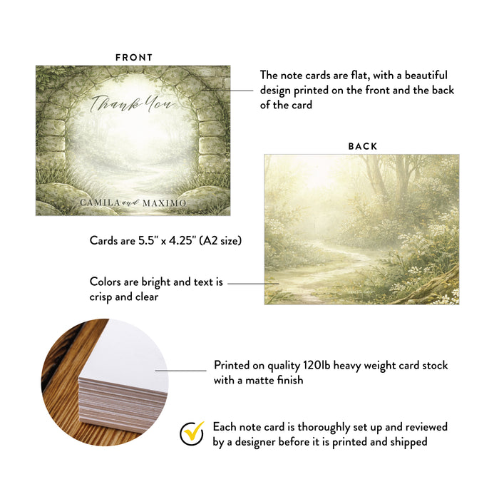 Personalized Watercolor Forest Garden Wedding Thank You Card