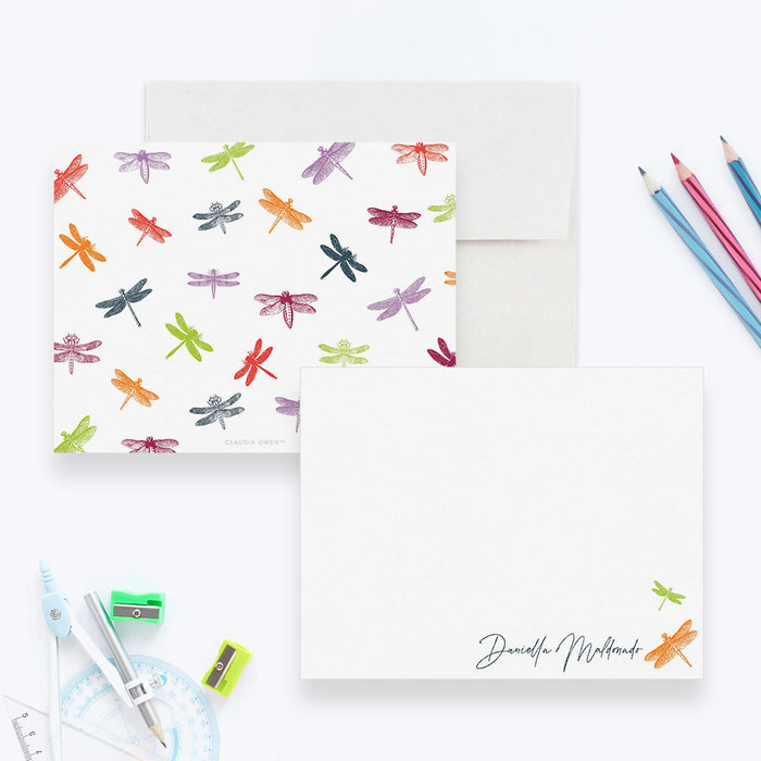 Dragonfly Custom Note Card, Insect Stationery Gift Set, Thank You Nature Stationery, Dragonfly Lover Cards Set, Dragonfly Gifts