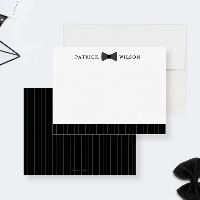 Bow Tie Personalized Card, Baby Thank You Note Custom Stationary Set, Baby Shower Cards, Mens Elegant Stationery