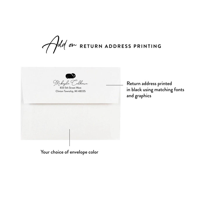 Personalized Whale Gender Reveal Thank You Cards with Ocean Waves