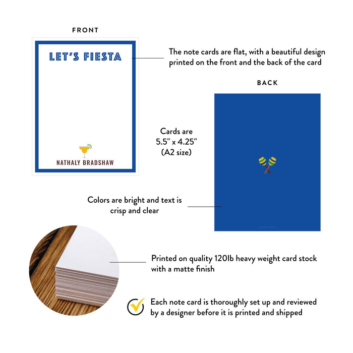 Personalized Let’s Fiesta Note Cards with Margarita Cocktail