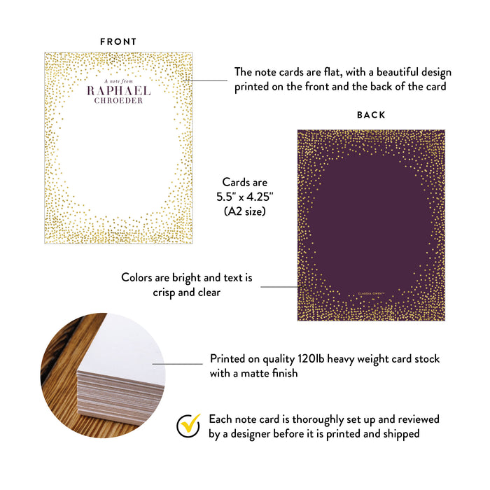 Personalized Thank You Card Elegant Gold Confetti Stationery