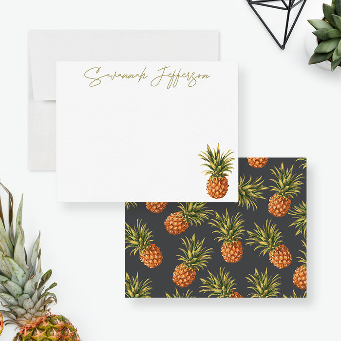 Pineapple Stationery Set, Personalized Pineapple Note Card, Pineapple Thank You Cards, Fruit Stationary for Her, Summer Stationery