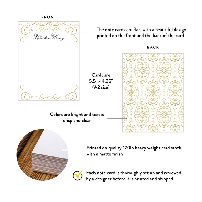 Elegant Note Card with Intricate Design, Formal Thank You Notes, Professional Stationery Note Cards, Personalized Birthday Thank You Cards