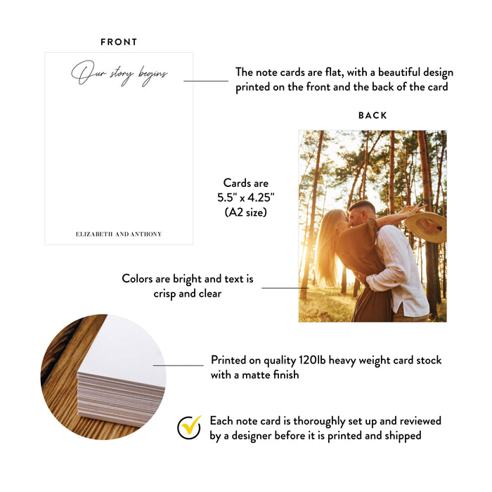 Personalized Wedding Note Card Our Story Begins Photo Design