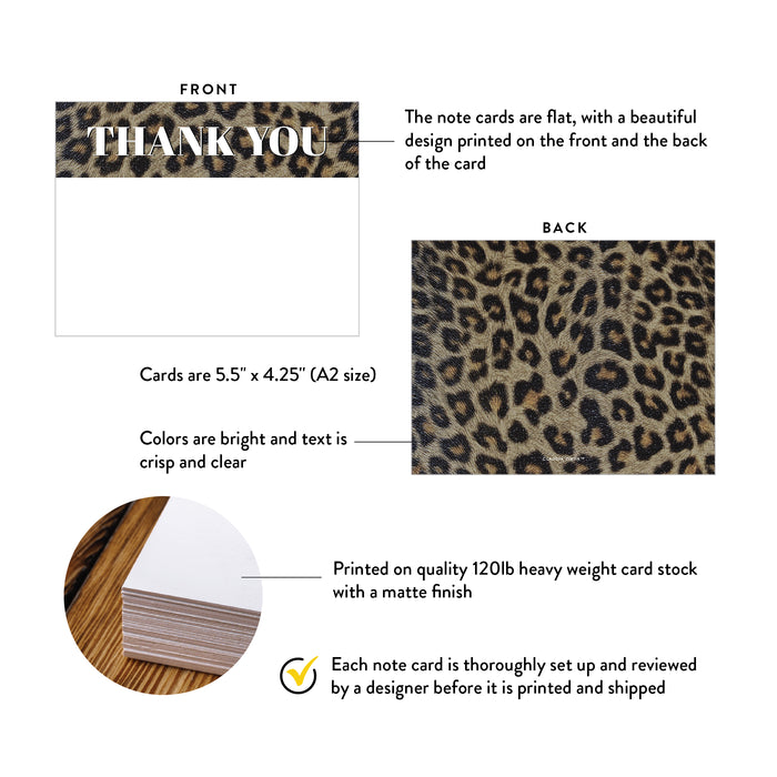 Leopard Print Note Card with Envelopes, Wild Birthday Thank You Cards, Animal Print Note Card for Women