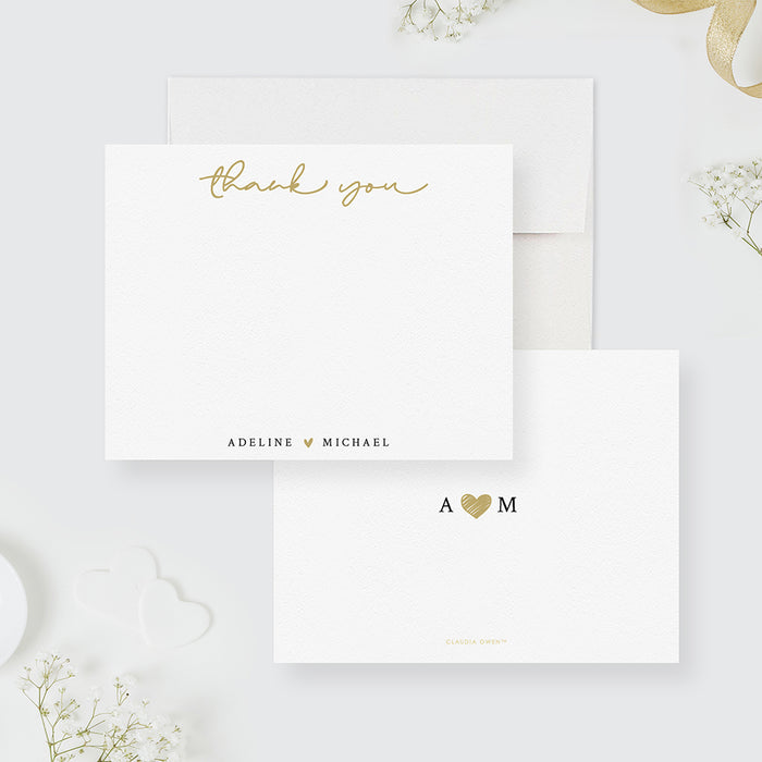 Couple Thank You Stationary, Modern Thank You Card Gift Set, Personalized Stationery for Couple with Heart, Newlywed Stationary