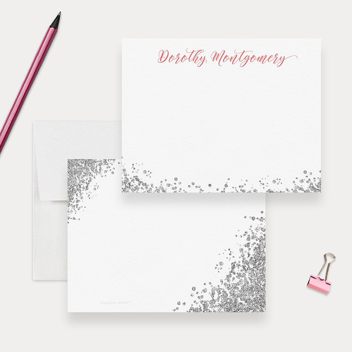 Glitter Note Cards for Girls, Fun Personalized Stationery For Women, T —  Claudia Owen