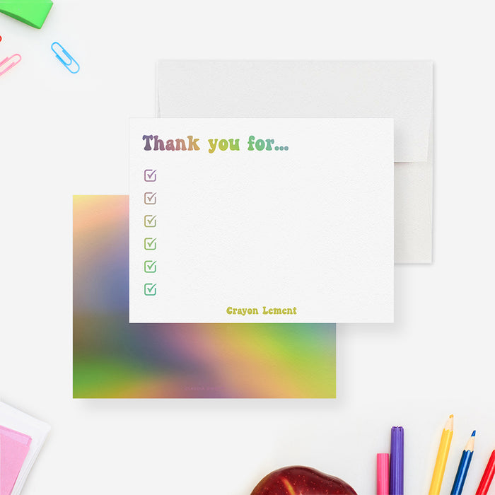 Check Box Thank You Card, Colorful Stationary Set for All Occasions, Thank You Note Cards, Thankful For You Mom Dad Friend Family
