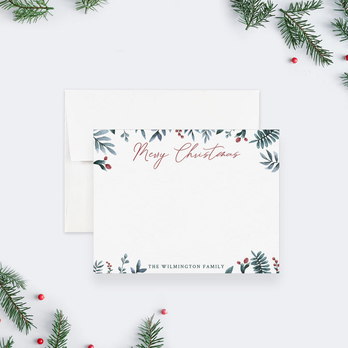 Merry Christmas Note Cards, Personalized Family Christmas Cards, Christmas Stationary For Friends and Family, Holiday Greeting Card Set