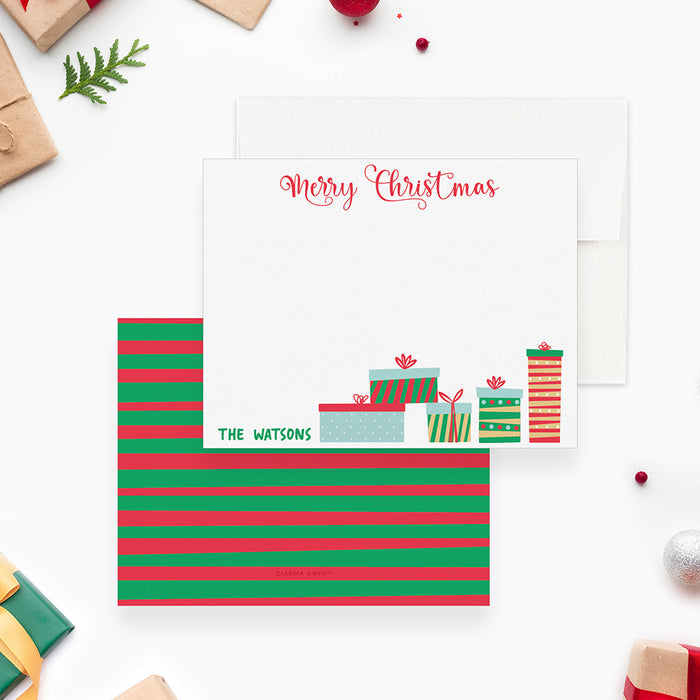 Custom Merry Christmas Note Card, Family Holiday Card with Envelopes, Personalized Christmas Wishes for Friends Family Coworker, Xmas Card