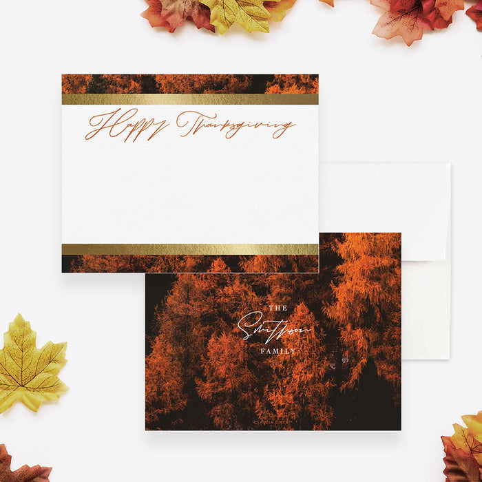 Happy Thanksgiving Card for Family Friends Business Clients, Personalized Fall Greeting Cards, Thanksgiving Greeting Card, Fall Autumn Trees