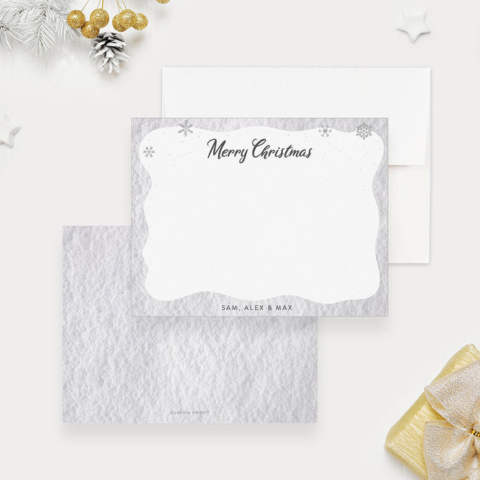 Snowflake Christmas Cards, Personalized Winter Holiday Cards, Holiday Greeting Cards, Snowy Christmas Cards