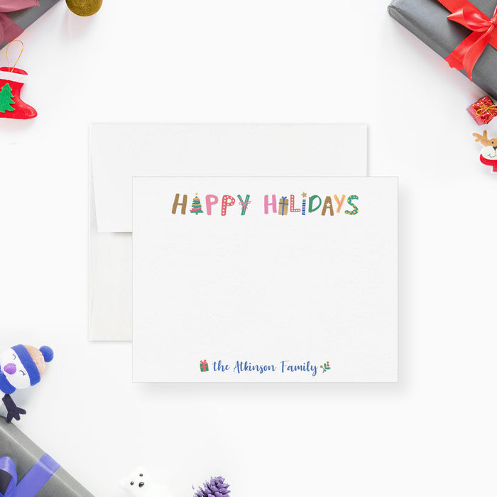 Happy Holiday Note Cards, Kids Christmas Greeting Cards, Personalized Family Christmas Cards, Christmas Thank You Cards