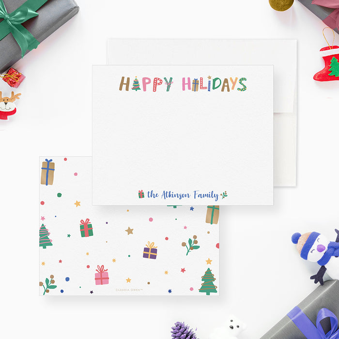 Happy Holiday Note Cards, Kids Christmas Greeting Cards, Personalized Family Christmas Cards, Christmas Thank You Cards