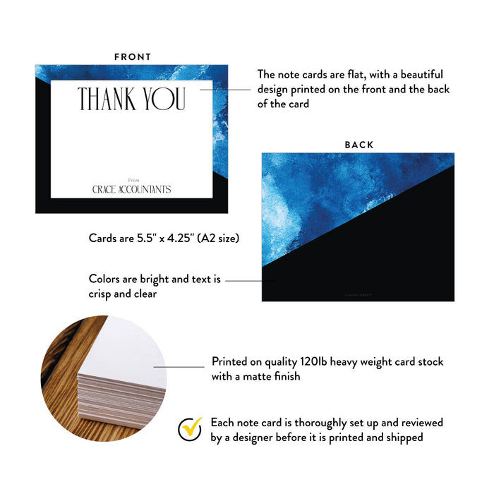 Corporate Thank You Card Blue Black Business Note Card