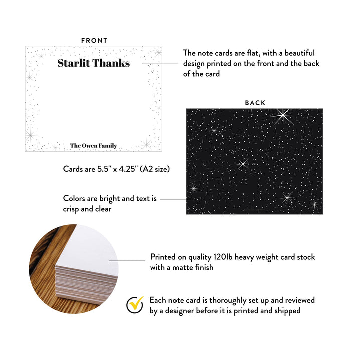 Holiday Thank You Card Starry Personalized Christmas Note Card