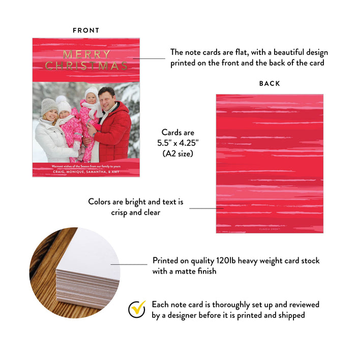 Personalized Christmas Photo Card Red Holiday Greeting