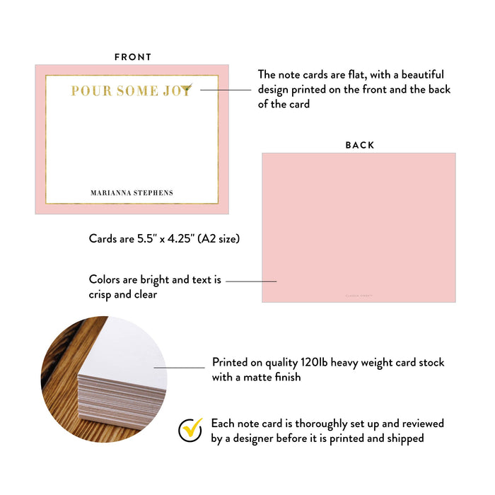 Pink Gold Cocktail Thank You Card Personalized Note Card
