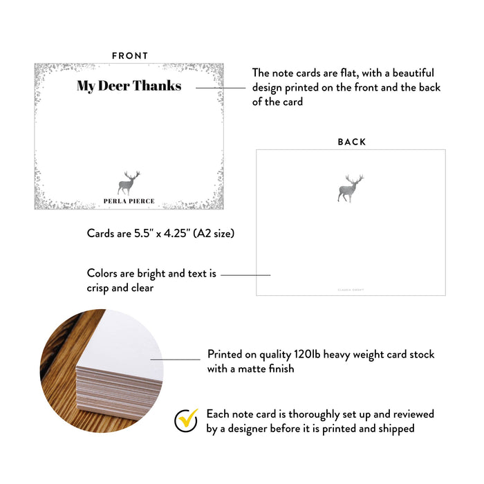 Personalized Winter Thank You Card Holiday Deer Note Card