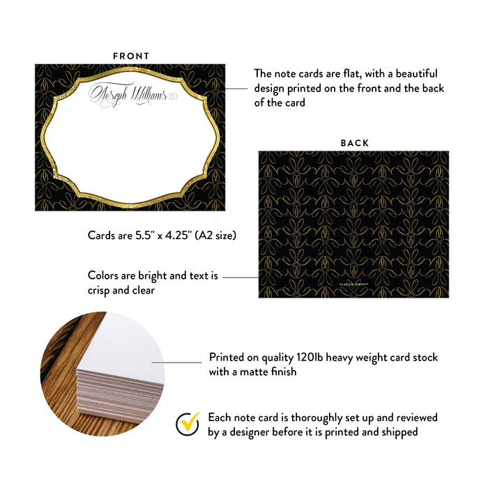 Elegant Note Card in Gold and Black with Intricate Pattern, Business Party Thank You Card, Company Thank You Cards, Personalized Thank You Cards for Business