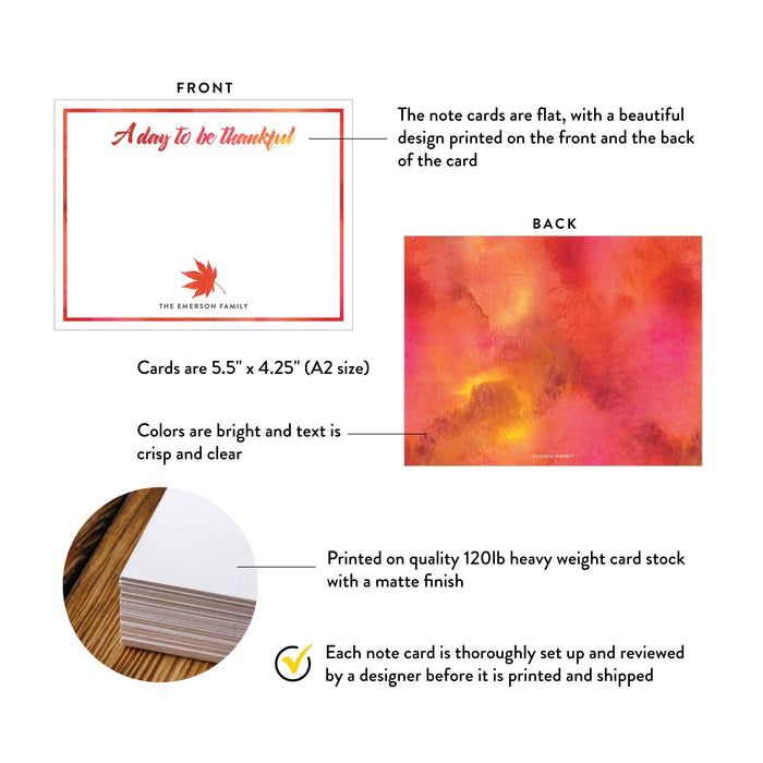 Personalized Fall Thank You Card Autumn Leaves Note Card