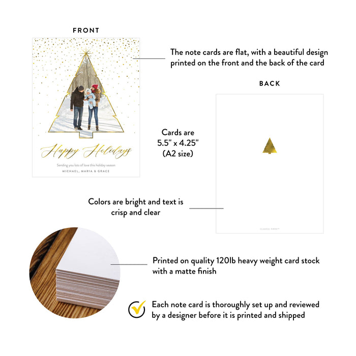 Family Photo Christmas Card Gold Holiday Greeting Card